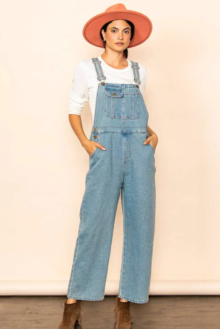 Elloh Collection Vintage Mom Fit Denim Overalls - One-Pieces