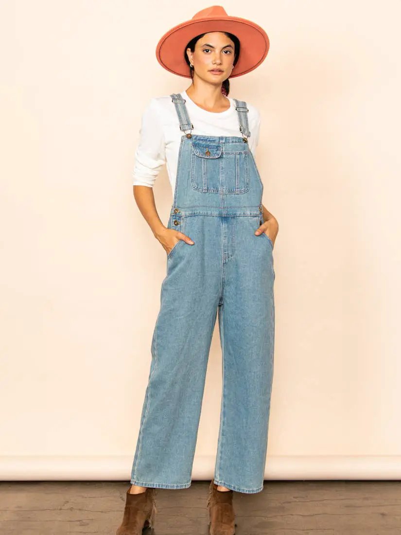 Elloh Collection Vintage Mom Fit Denim Overalls - One-Pieces