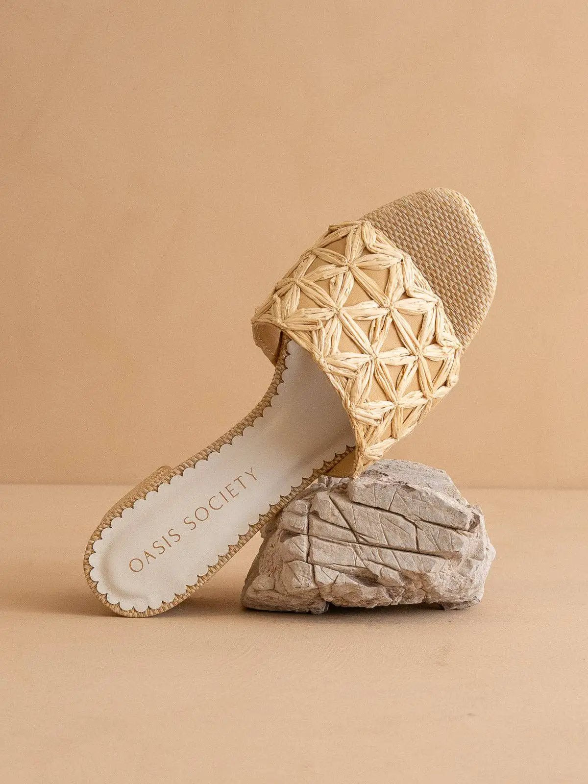 OASIS SOCIETY The Winona Natural Woven Raffia Block Heel - Heels