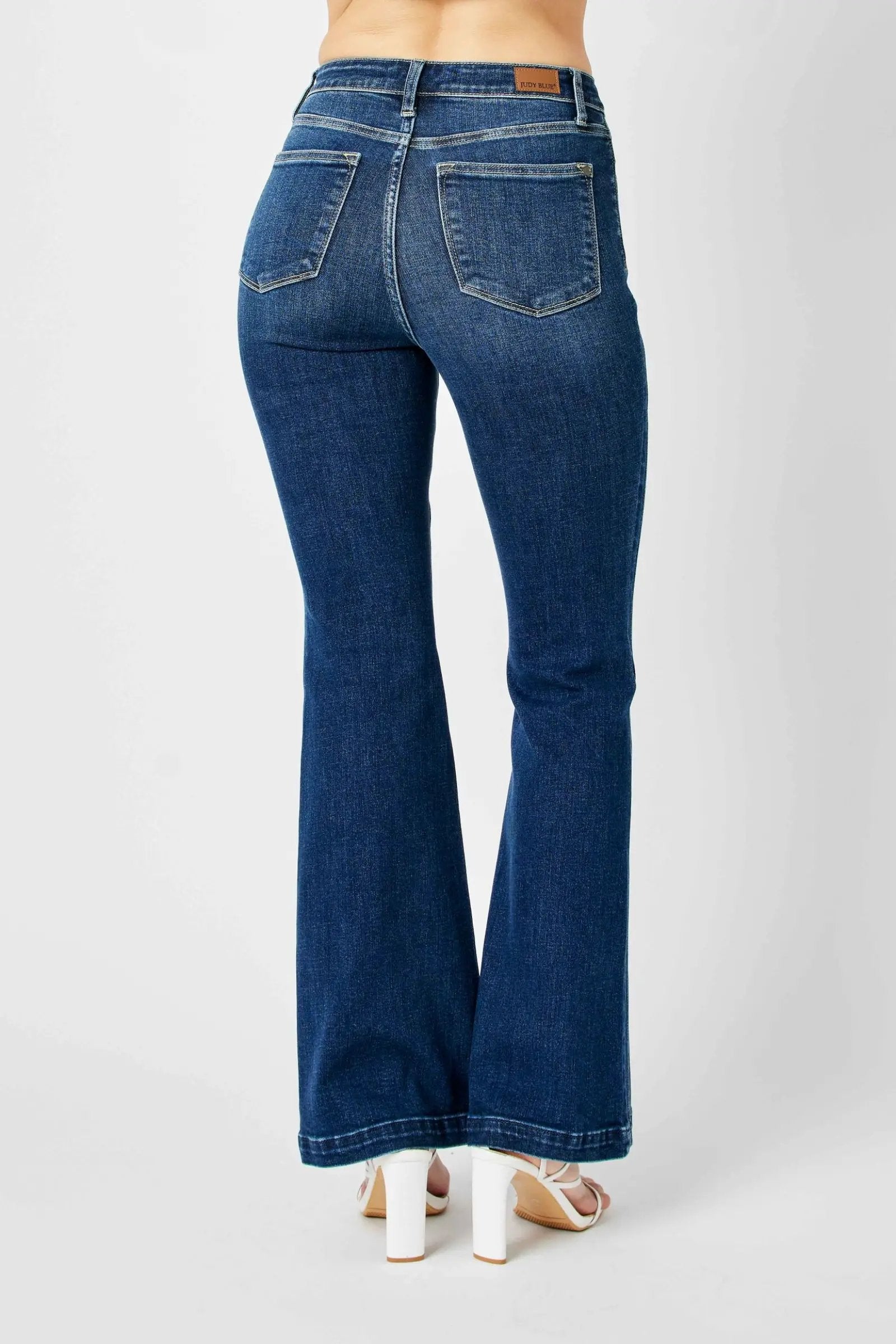 Judy Blue Judy Blue High Waist Angled Side Seam Detail Flare Denim Jeans - Jeans Judy Blue high waist angled side deam flare jeans