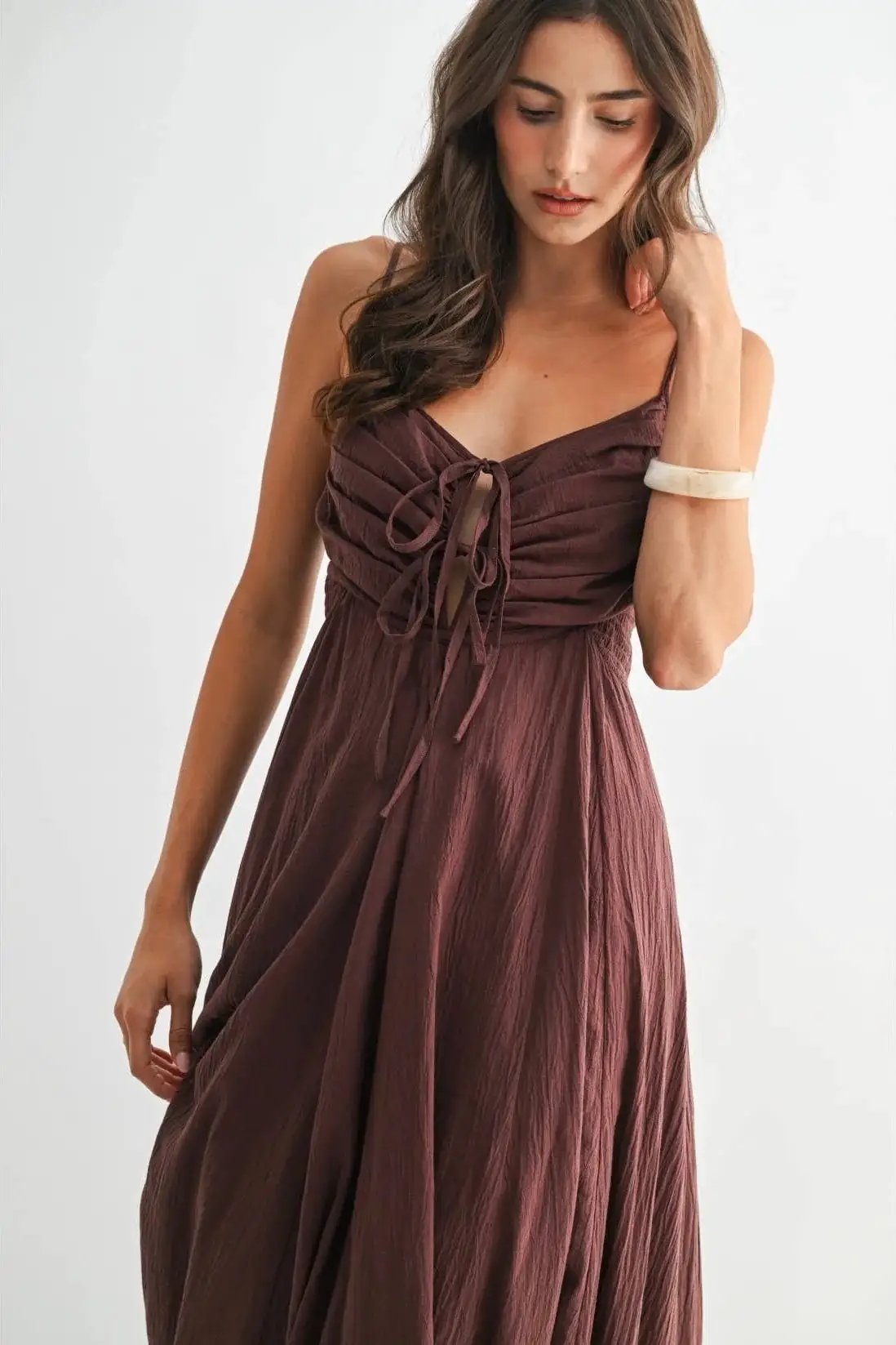 Camellia The Bordeaux Grace Ruched Maxi Dress - Dresses