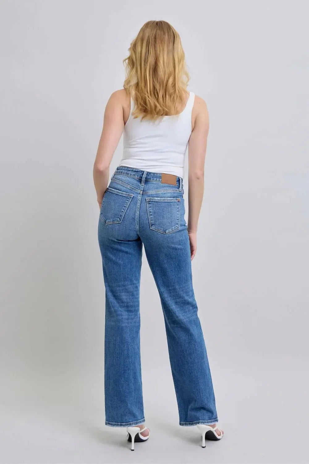 Judy Blue Judy Blue High Waisted V Front Vintage Wash 90's Straight Leg Denim Jeans - Jeans Judy Blue High Waisted V Front Vintage Wash 90's Straight Leg Denim Jeans