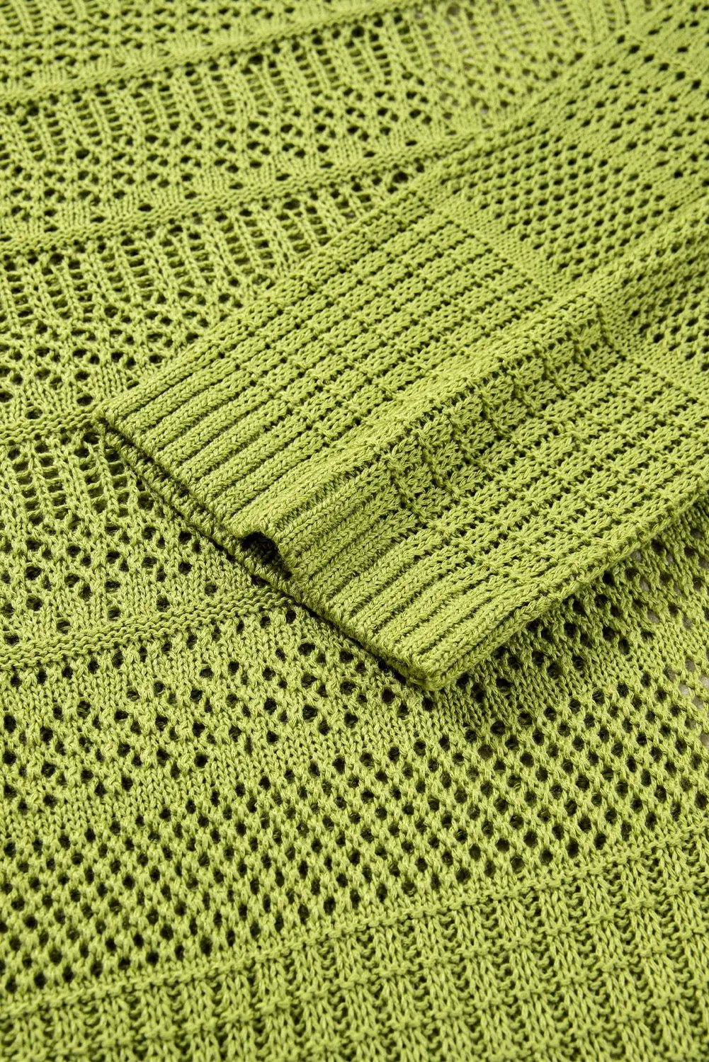 Grateful Threads Boutique Olive Breeze Oversize Crochet Knit Open Cardigan – Lightweight Layering Sweater - Cardigans Spinach Green Oversize Crochet Knit Open Cardigan
