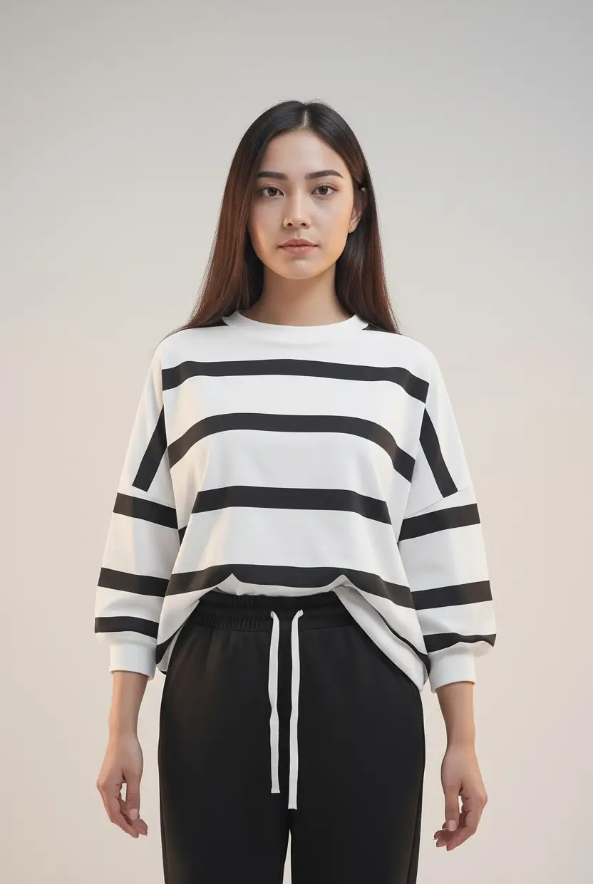 Grateful Threads Boutique Weekend Stripe Cozy Jogger Set - Outfit Sets Drop Shoulder Pullover and Jogger Pants Set