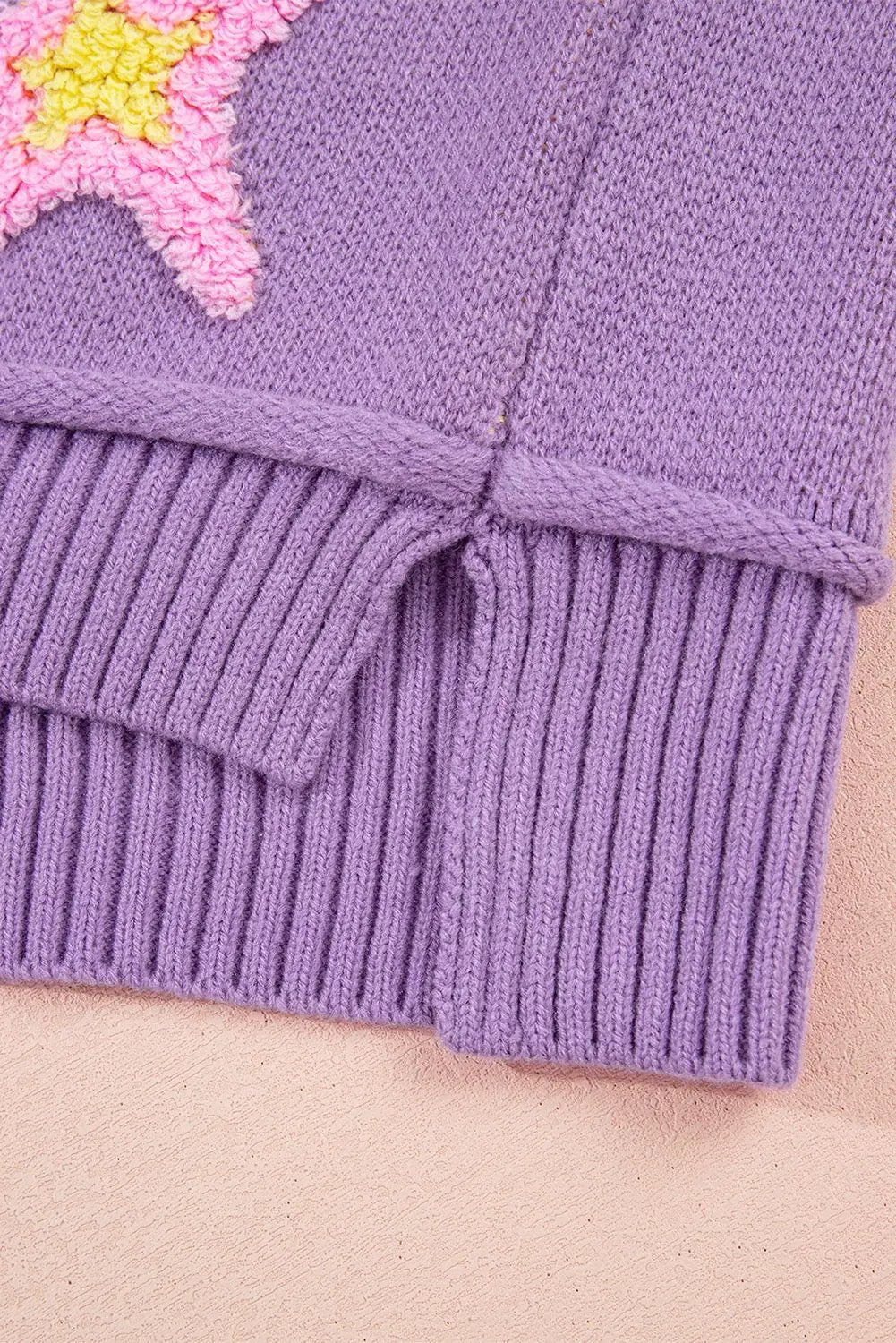 Grateful Threads Boutique Lavender Brushed Star Graphic V-Neck Drop Shoulder Oversize Sweater - Sweaters Lavender Brushed Star Graphic V-Neck Drop Shoulder Oversize Sweater