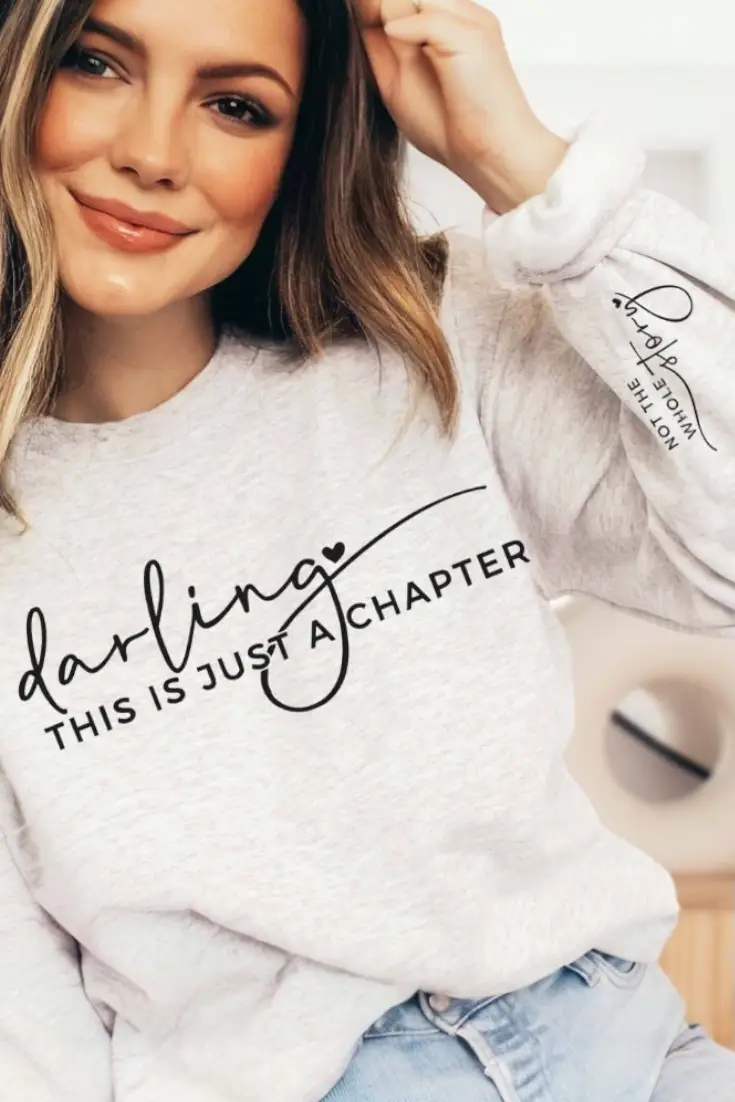 Limeberry Designs The “Just a Chapter – Not The Whole Story” Inspirational Crew Sweatshirt: Heather Grey - Sweatshirts