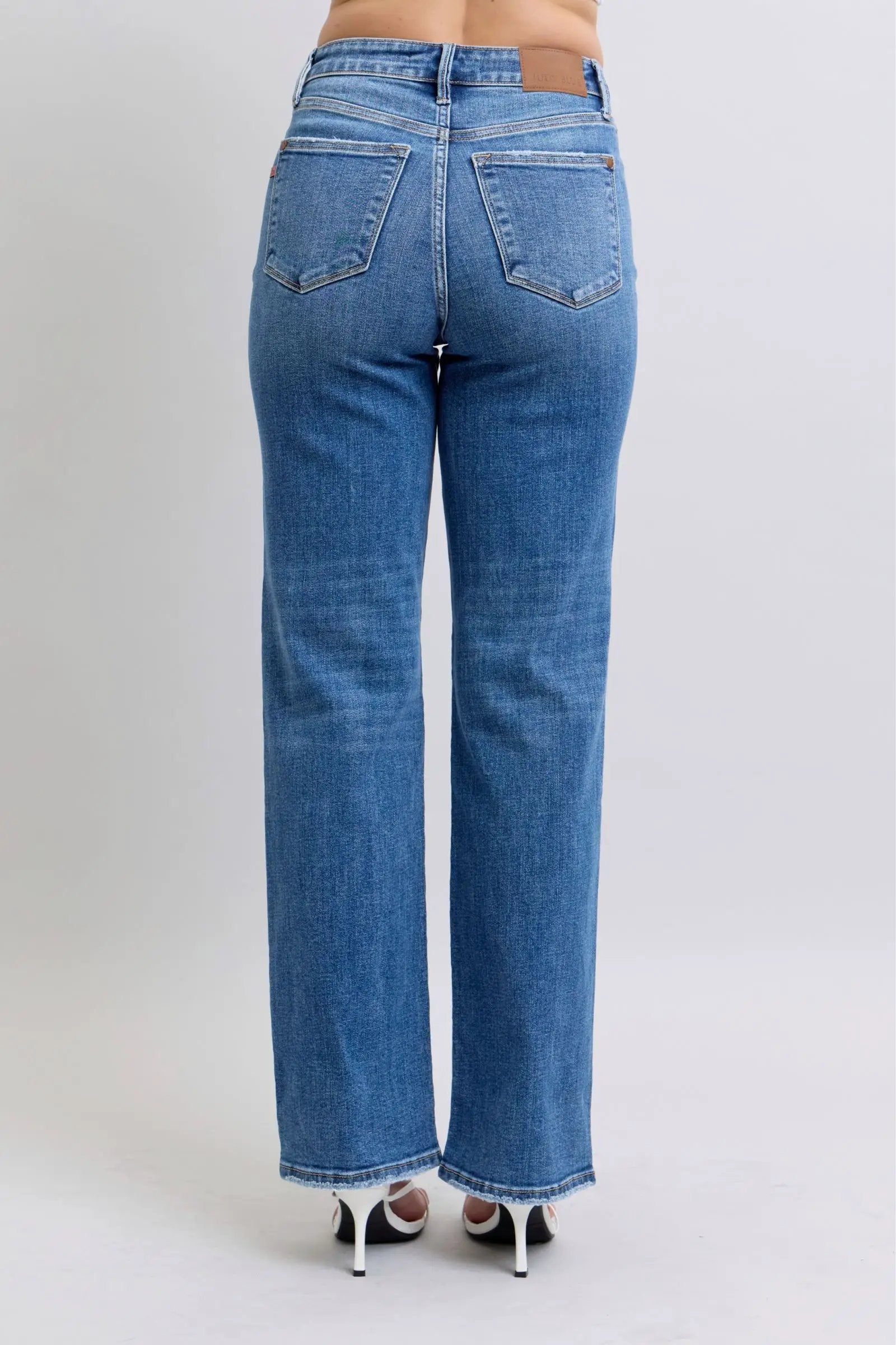 Judy Blue Judy Blue High Waisted V Front Vintage Wash 90's Straight Leg Denim Jeans - Jeans Judy Blue High Waisted V Front Vintage Wash 90's Straight Leg Denim Jeans