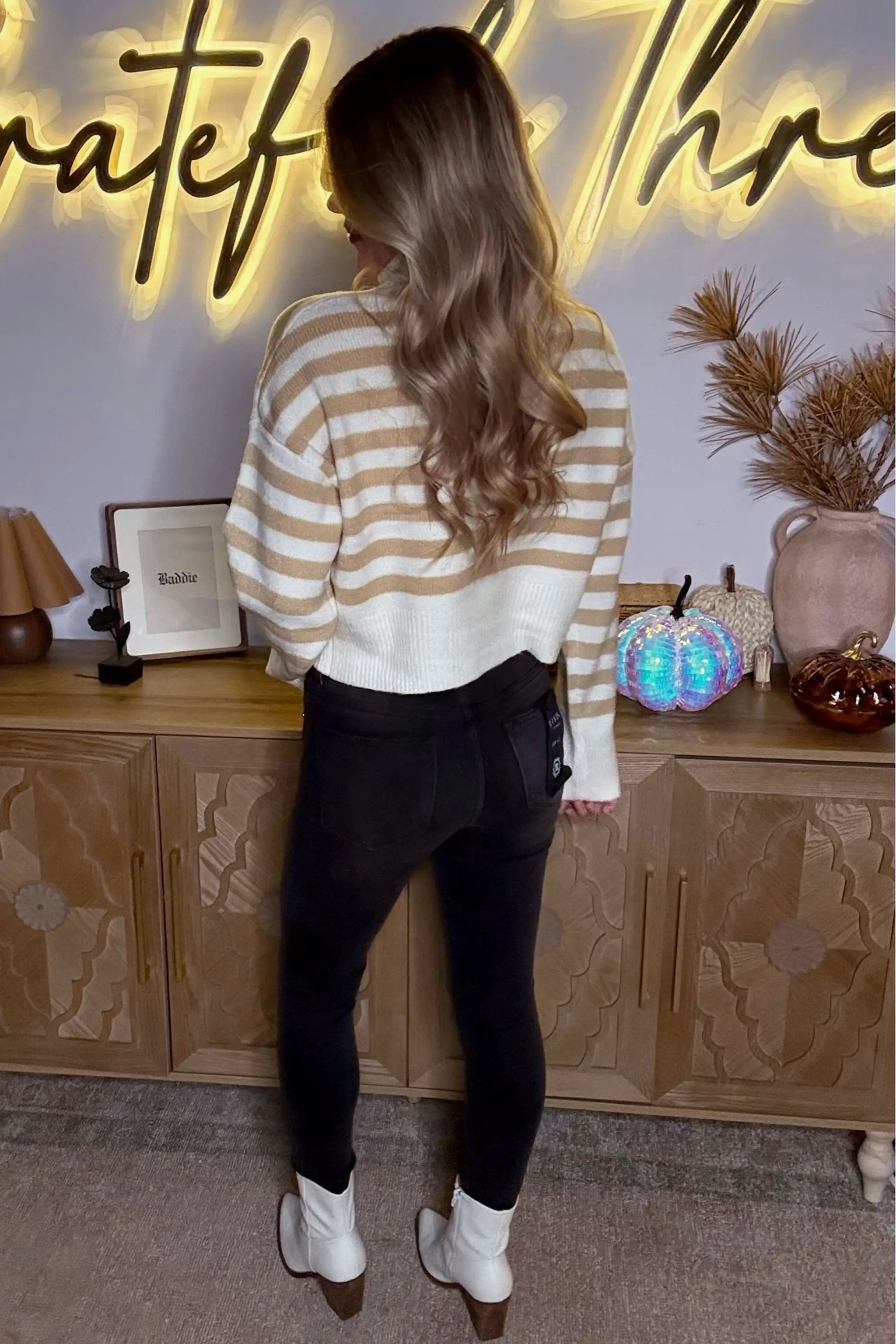 HYFVE HYFIVE Neutral Hour Striped Turtleneck Sweater - Sweaters