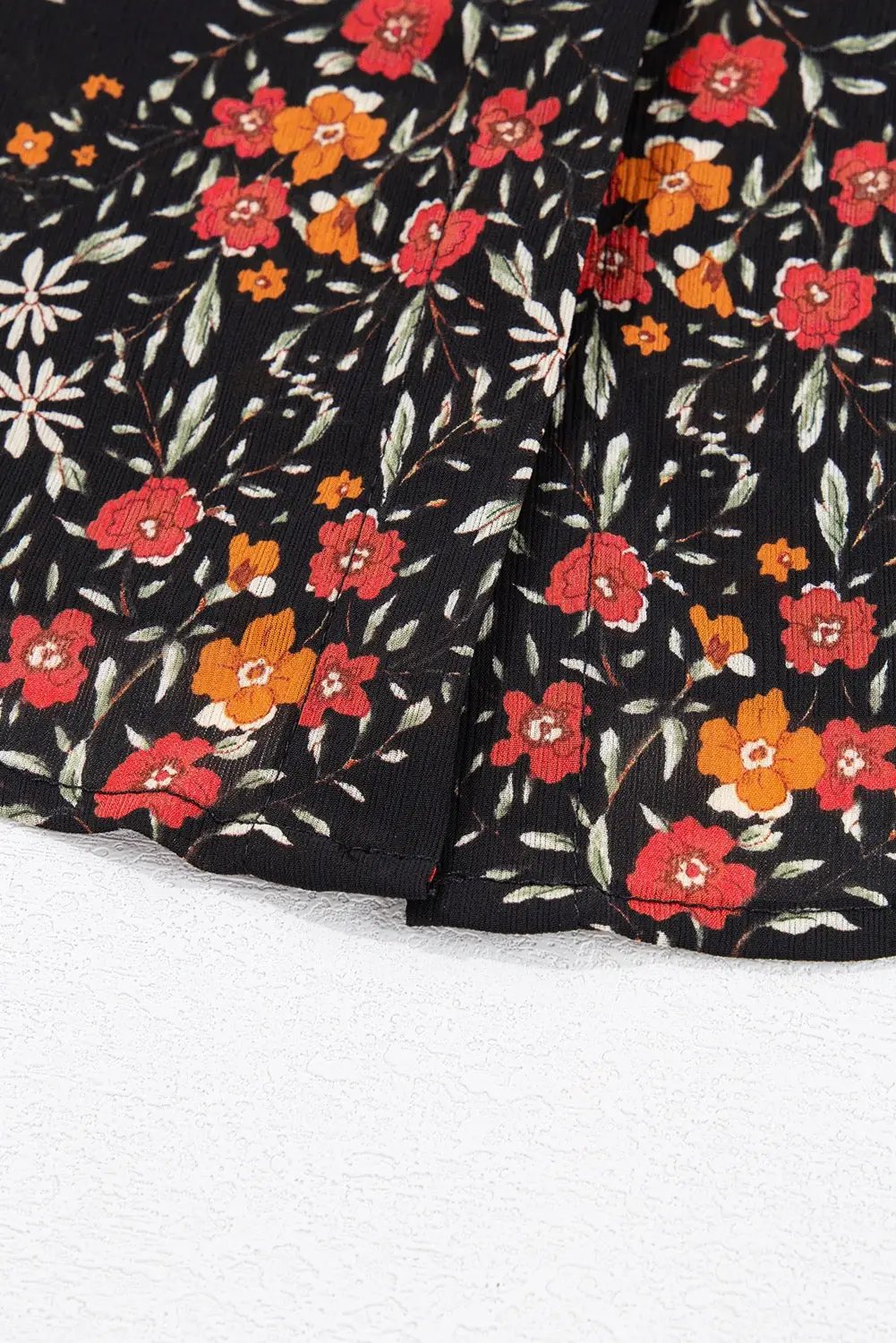 Grateful Threads Boutique Black Strawberry Aesthetic Floral Puff Sleeve Blouse - Blouses Black Strawberry Aesthetic Floral Puff Sleeve Blouse