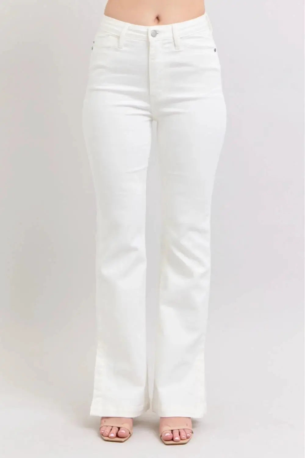 Judy Blue Judy Blue High Waist Slit Bottom Boot Cut REG & CURVY Jeans - Jeans Judy Blue White Denim