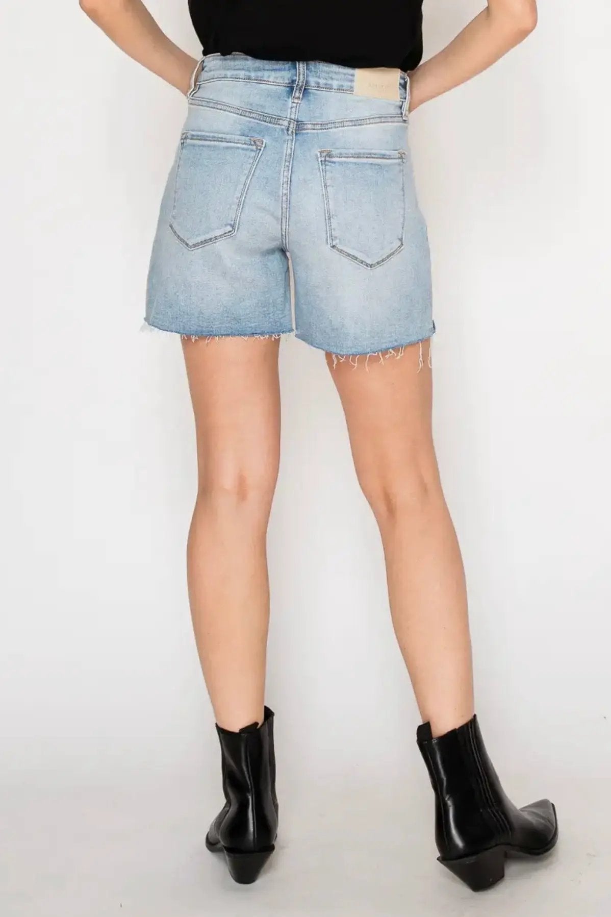 ARTEMIS VINTAGE The Artemis Hybrid High Rise Midi Shorts - Denim Shorts