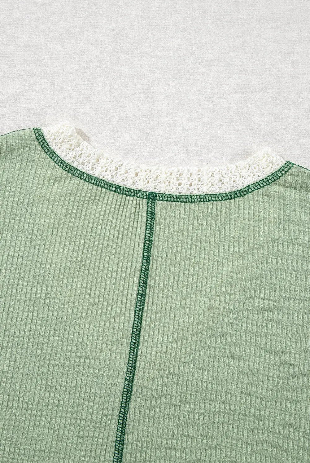 Grateful Threads Boutique Sage Meadow Crochet Boho Top - Blouses Grass Green Crochet Detail Exposed Seam High Low Loose Top