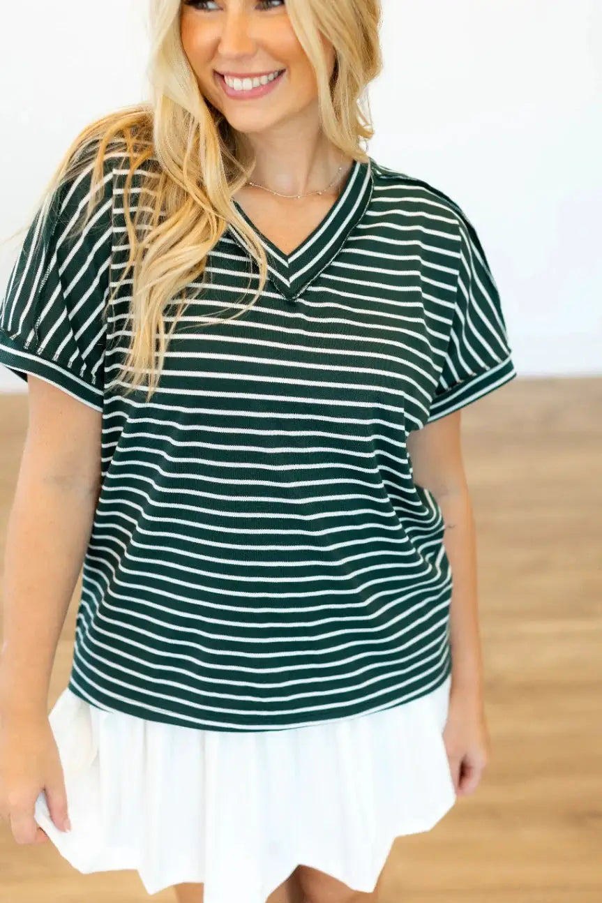 Grace & Emma The Green Lucy Stripe Top - Shirts