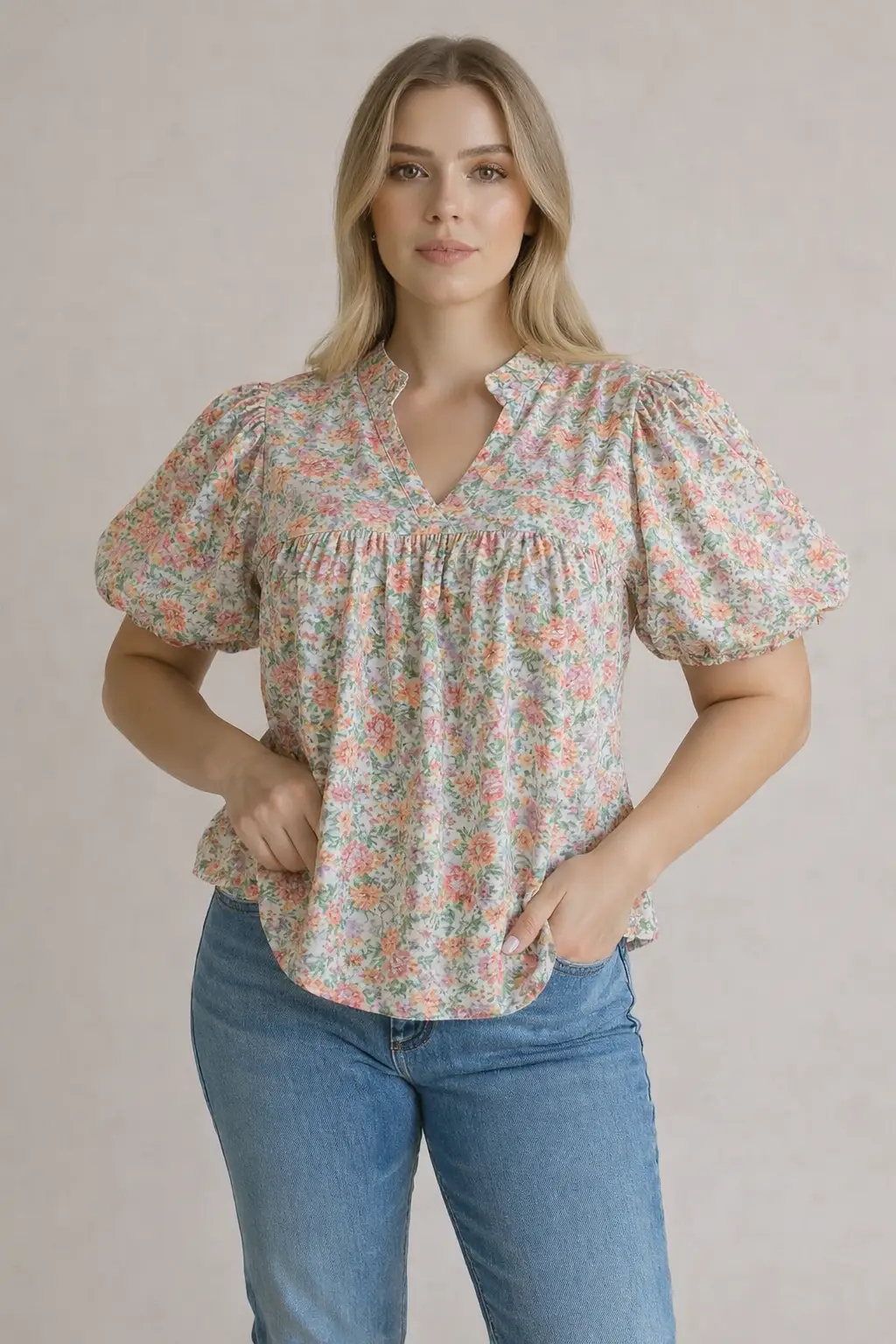 Haptics The Magnolia Garden Blouse – Curvy - Blouses