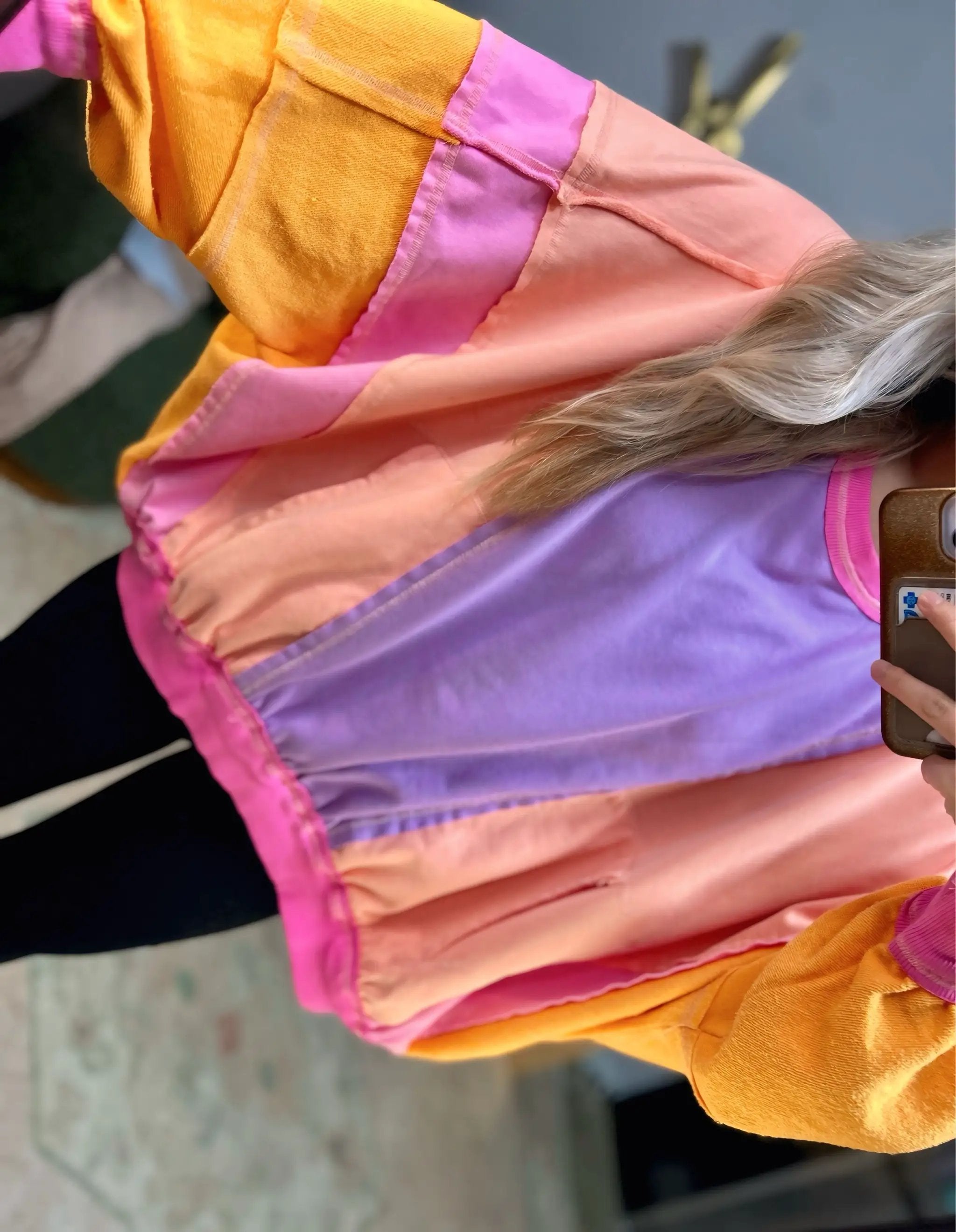 BiBi Colorblock Patchwork Exposed Seam Sweatshirt - Sweatshirts