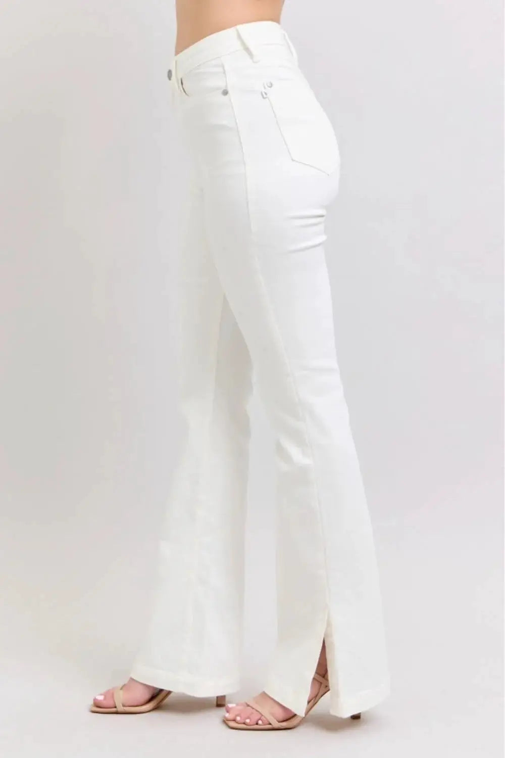 Judy Blue Judy Blue High Waist Slit Bottom Boot Cut REG & CURVY Jeans - Jeans Judy Blue White Denim