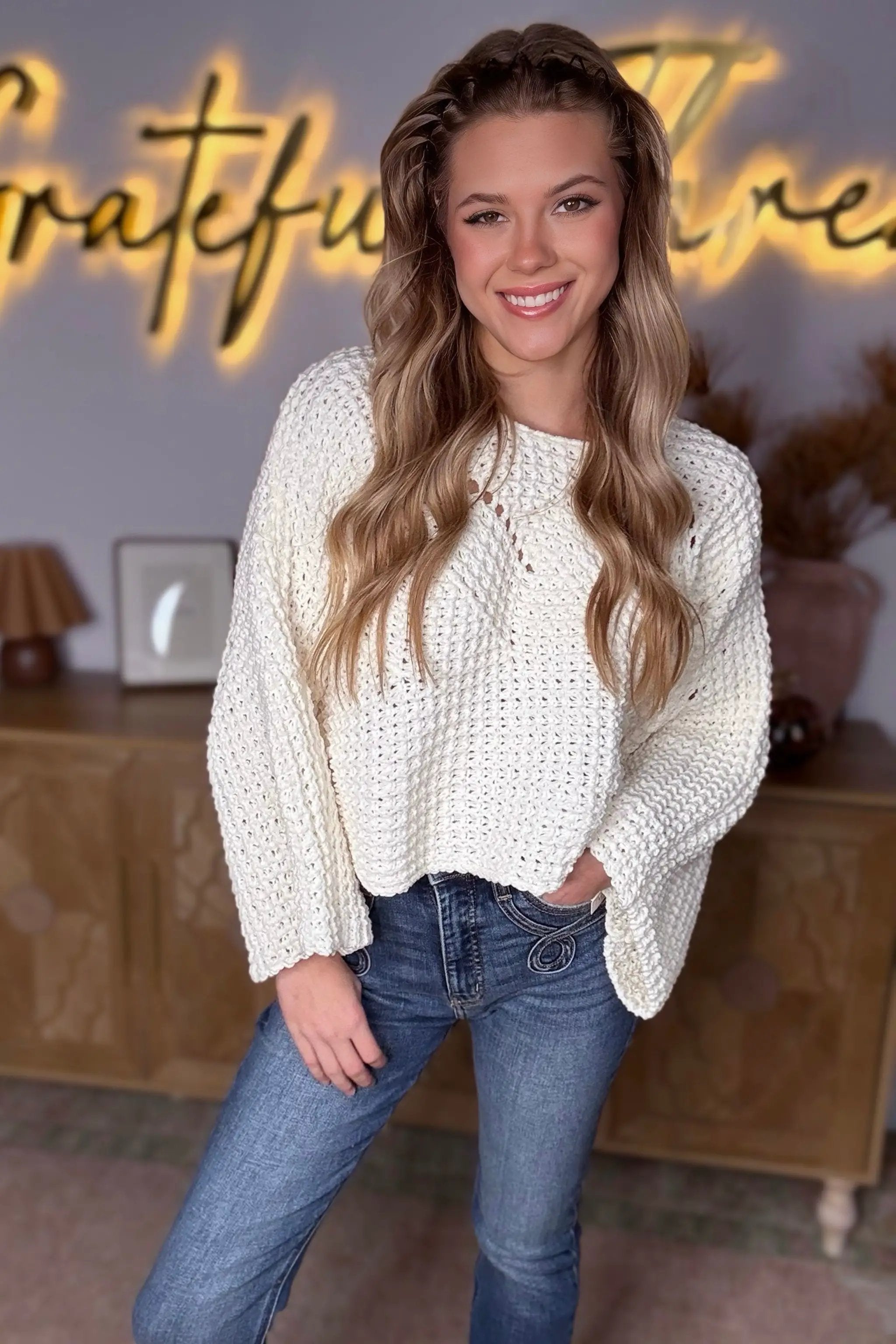 POL POL Cropped Chenille Sweater - Sweaters