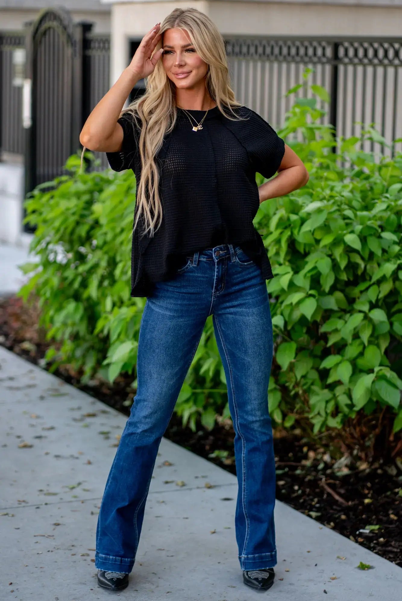 VERVET by FLYING MONKEY VERVET High Rise Trouser Hem Bootcut Jeans - Jeans