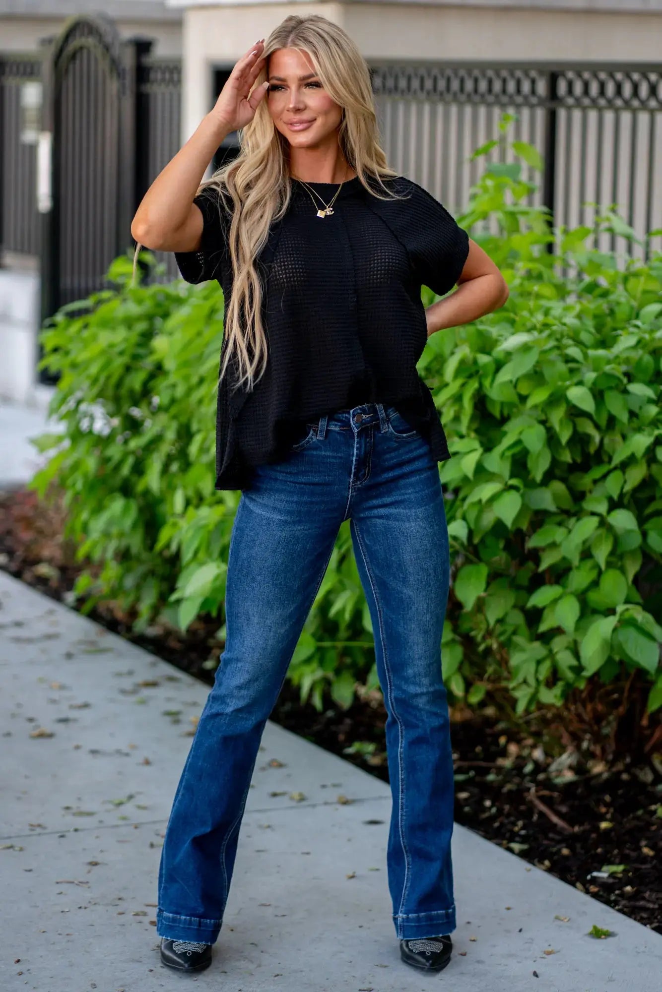VERVET by FLYING MONKEY VERVET High Rise Trouser Hem Bootcut Jeans - Jeans