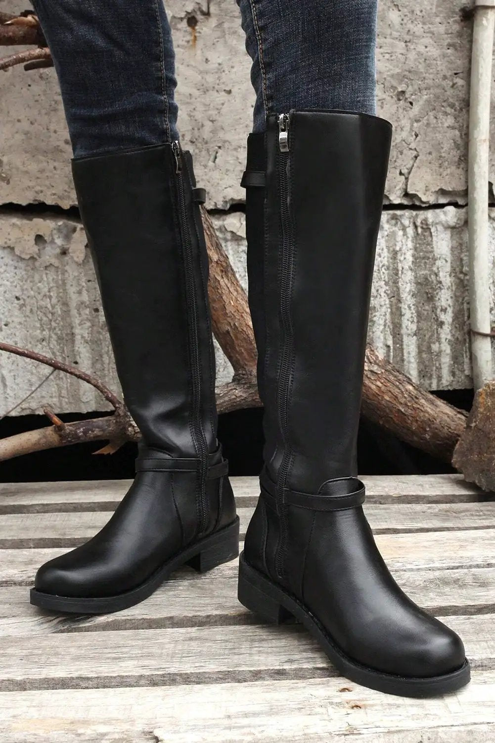 Grateful Threads Boutique Black Knee High Chunky Boots – Bold, Comfortable & Versatile - Boots black knee high riding boots