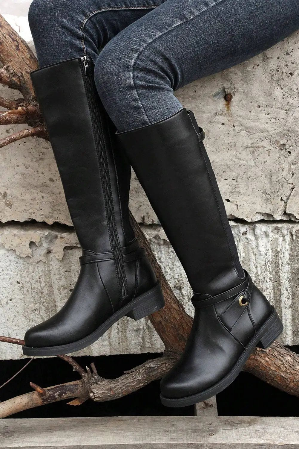 Grateful Threads Boutique Black Knee High Chunky Boots – Bold, Comfortable & Versatile - Boots black knee high riding boots