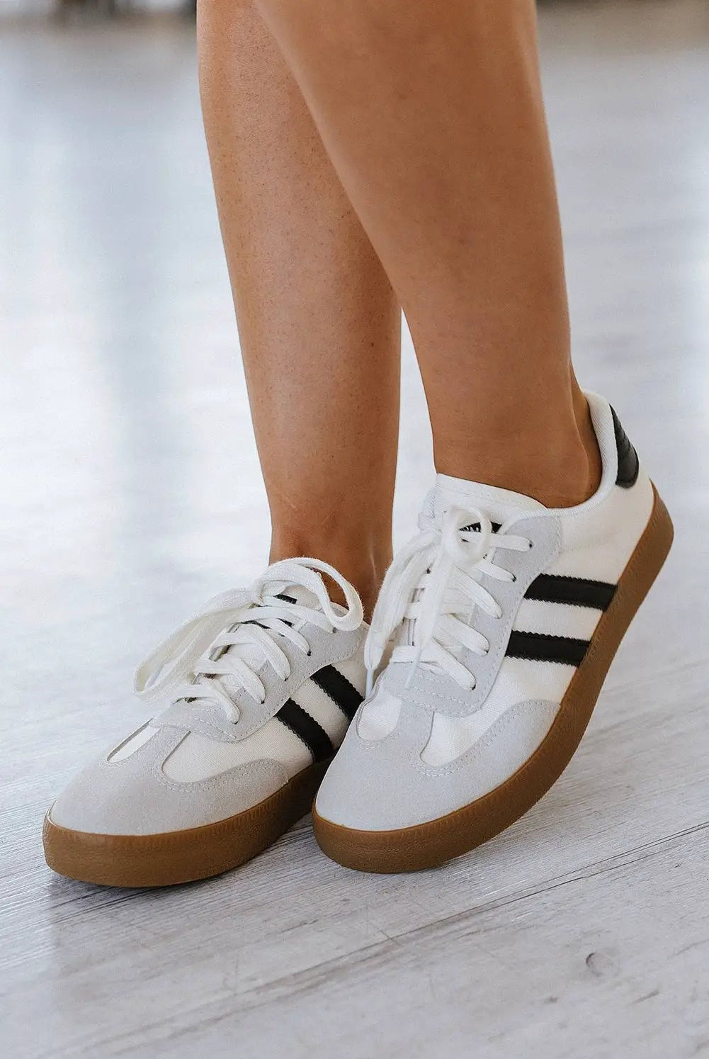 Grateful Threads Boutique Lace Up Sneaker – White with Black Stripe Retro Street Style - Sneakers White with black stripe sneaker