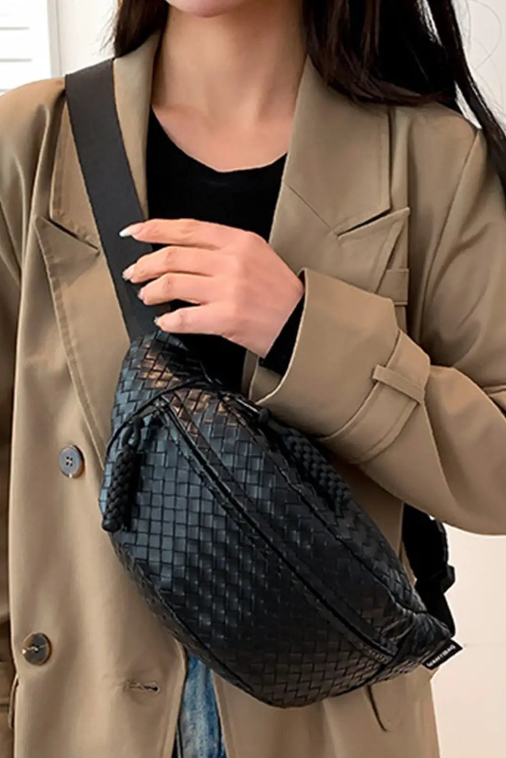 Grateful Threads Boutique Black Woven Style Leather Crossbody Bag - Handbags, Wallets & Cases