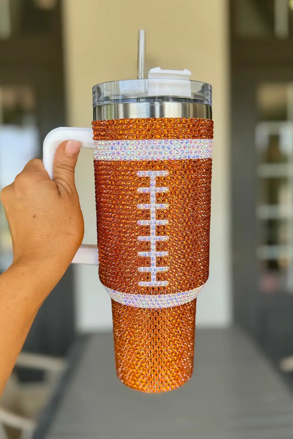 Grateful Threads Boutique The Touchdown Sparkle™ Rhinestone Football 40oz Tumbler - Tumblers cup