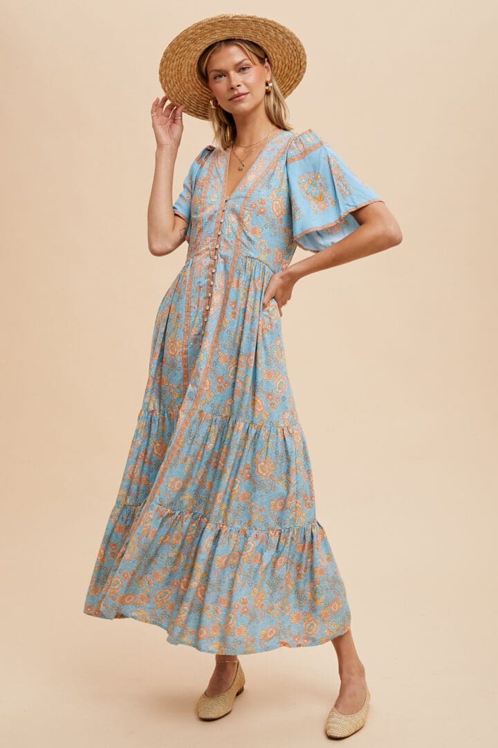In Loom Border Print Midi Dress - Dresses