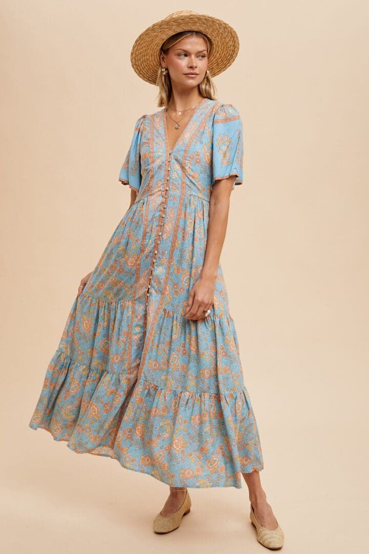 In Loom Border Print Midi Dress - Dresses