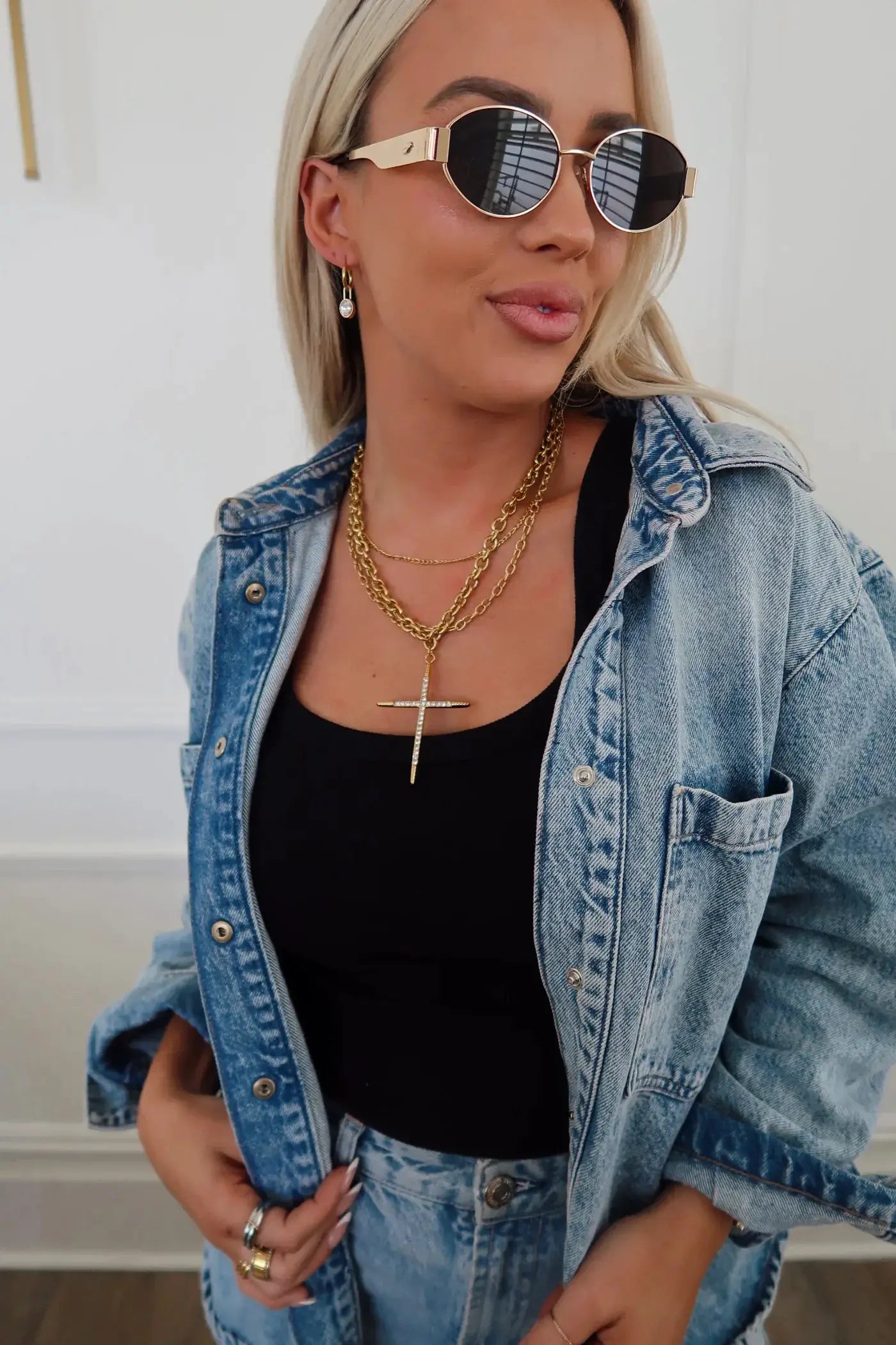 CHANSUTTPEARLS The Large LUXE Cross Necklace (Water Resistant) - Necklaces