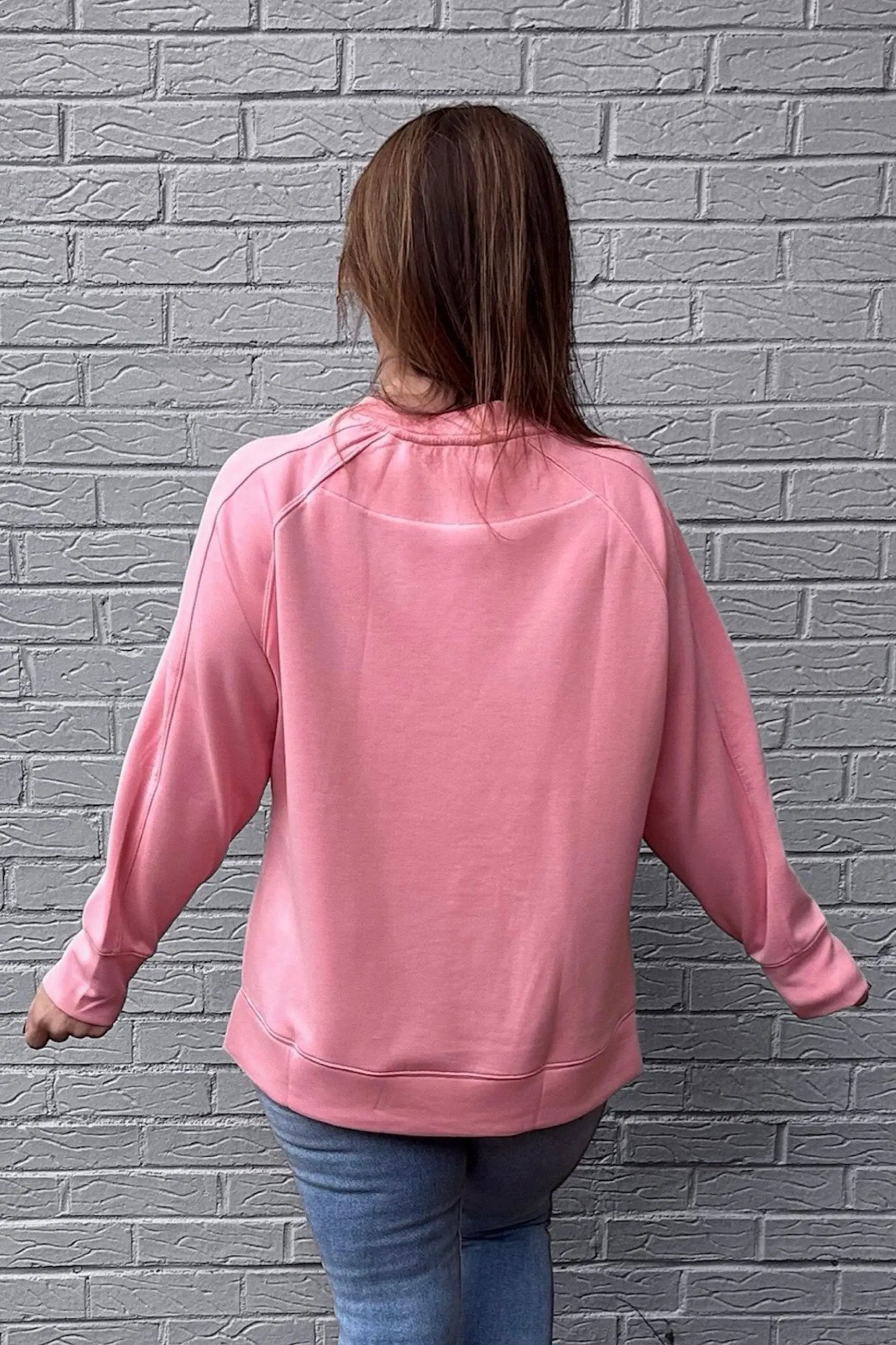 Zenana Zenana Scuba Round Neck Pullover with Side Slits - Sweatshirts Zenana Scuba Round Neck Pullover with Side Slits
