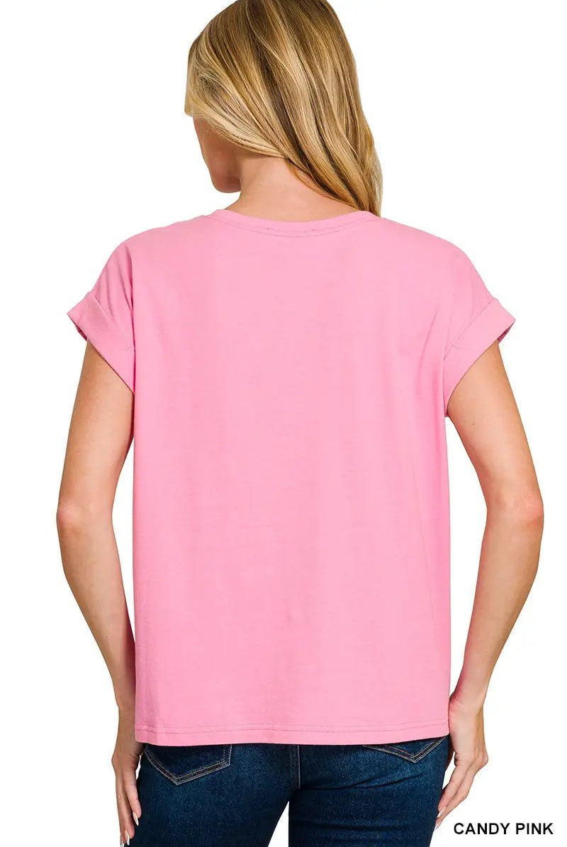 Zenana The American Flag Patch Tee - Clothing Tops