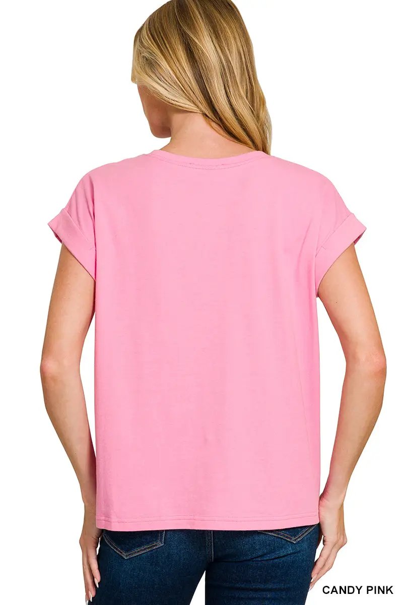 Zenana The American Flag Patch Tee - Clothing Tops