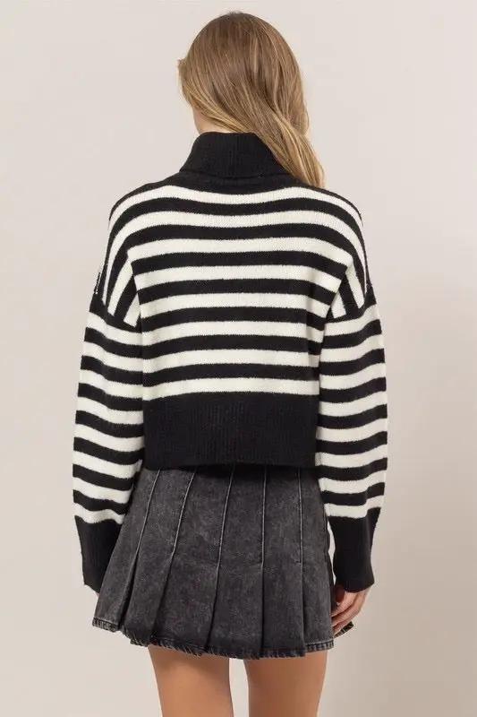 HYFVE HYFIVE Neutral Hour Striped Turtleneck Sweater - Sweaters
