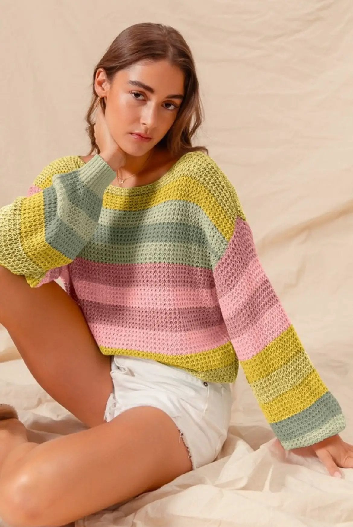 So Me Multi Color Stripe Sweater - Sweaters