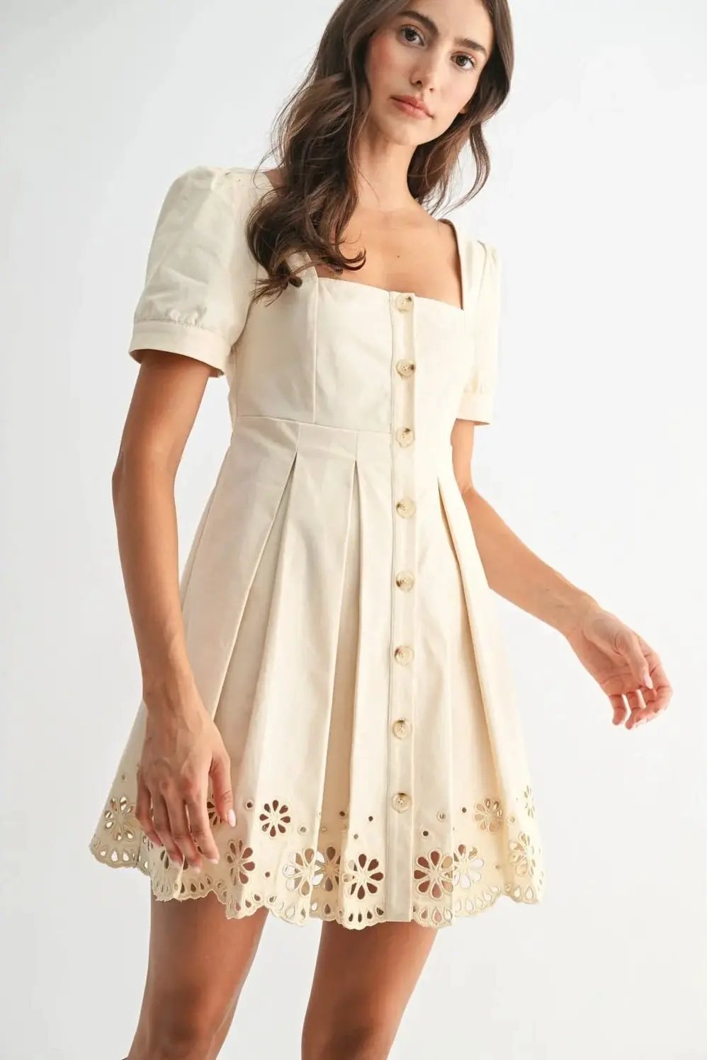 Camellia The Keepsake Eyelet Button-Front Mini Dress - Dresses