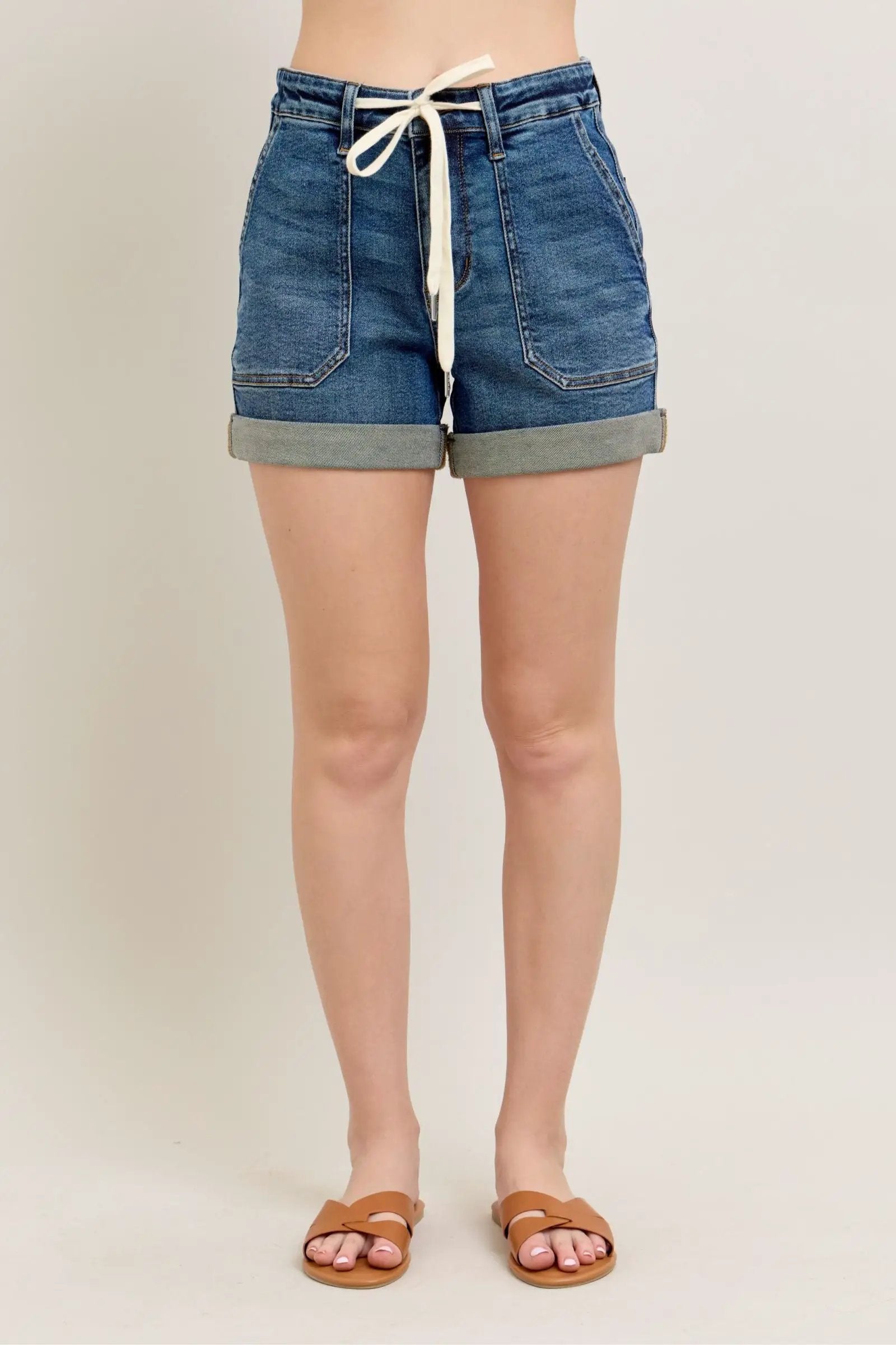 Judy Blue The High Waist Cuff Jogger Shorts - Shorts Judy Blue High Waisted Cuff Jogger Shorts