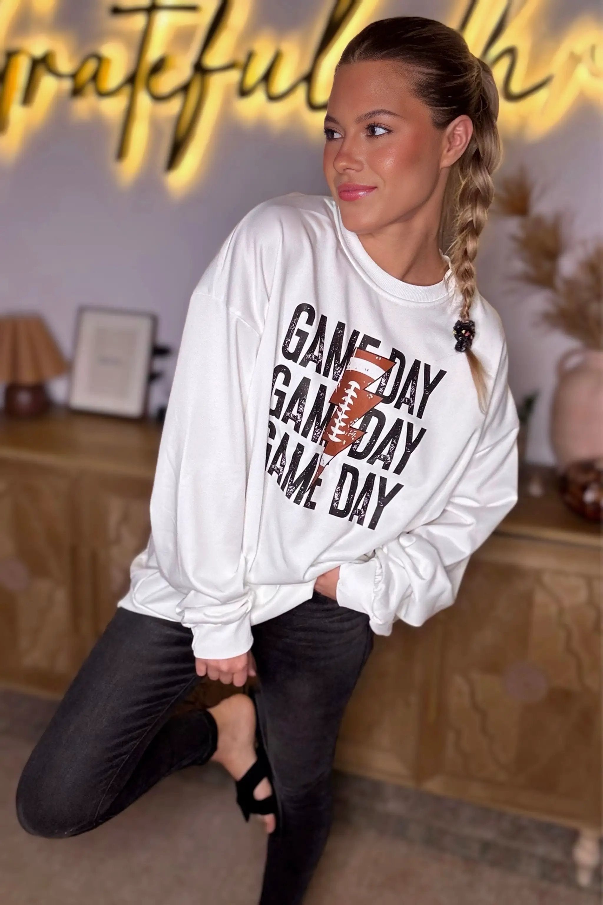 Grateful Threads Boutique Game Day Lightning Bolt Sweatshirt - Sweatshirts