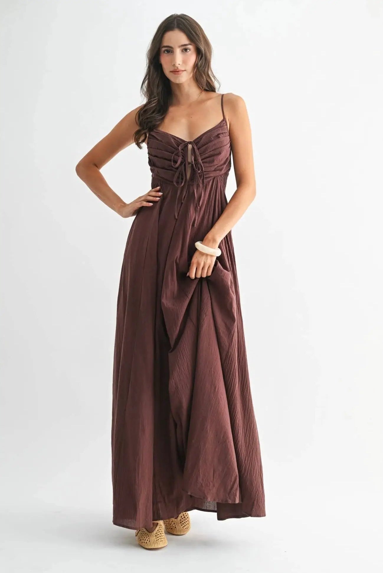 Camellia The Bordeaux Grace Ruched Maxi Dress - Dresses
