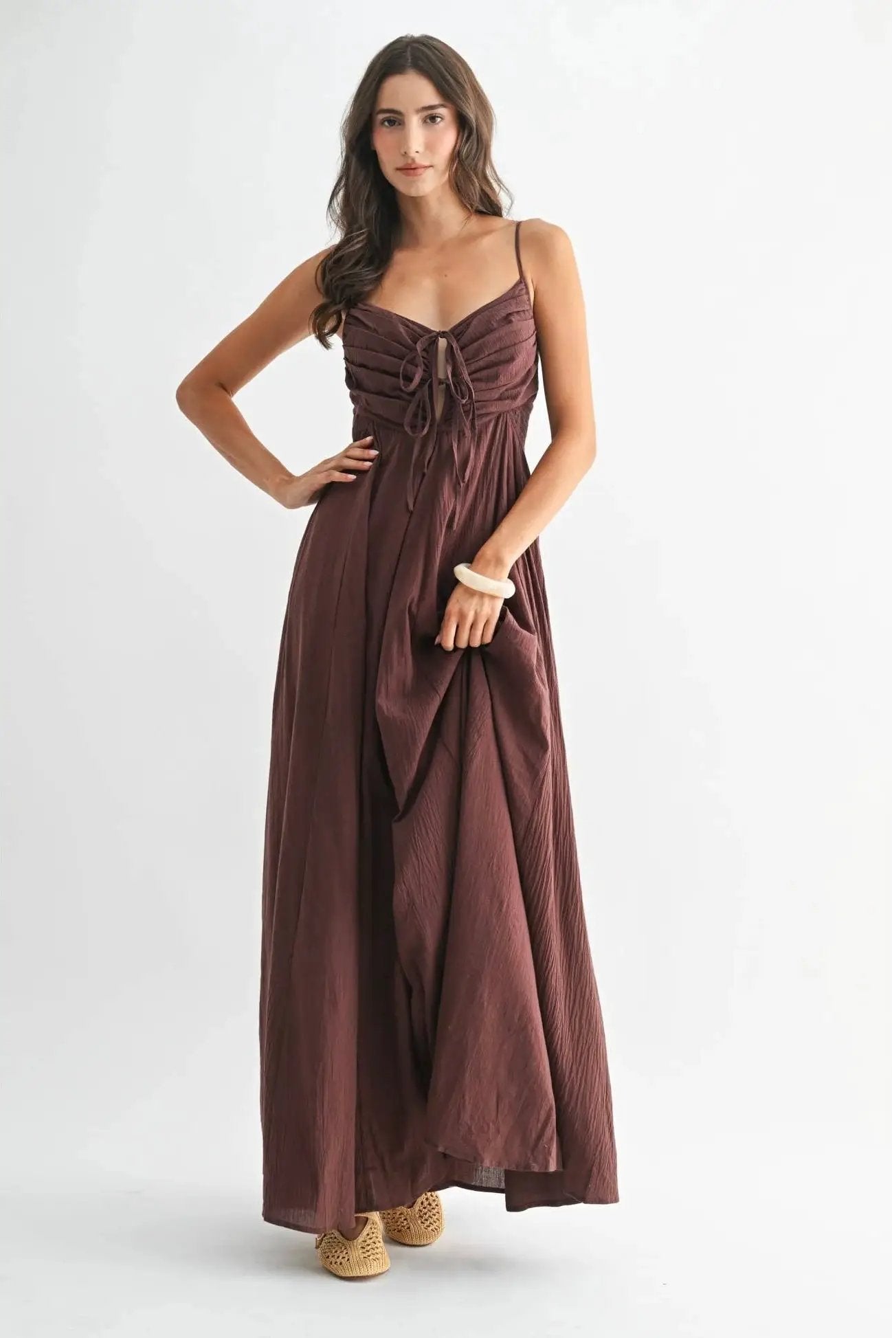 Camellia The Bordeaux Grace Ruched Maxi Dress - Dresses