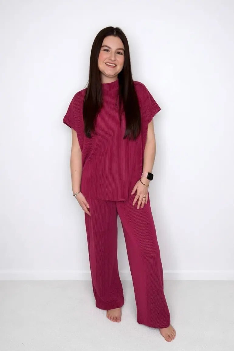 Zenana The Zenana Easy Days Raised Rib Lounge Set - Outfit Sets