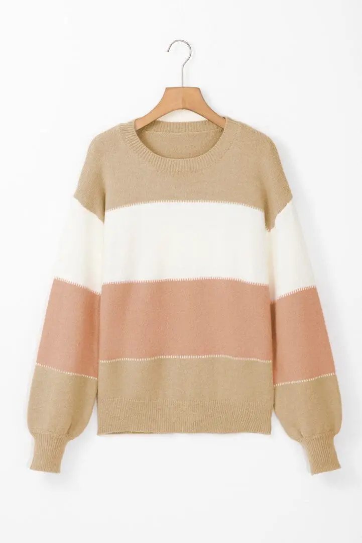 Grateful Threads Boutique Dusty Pink Color Block Ballon Sleeve Sweater - Sweaters