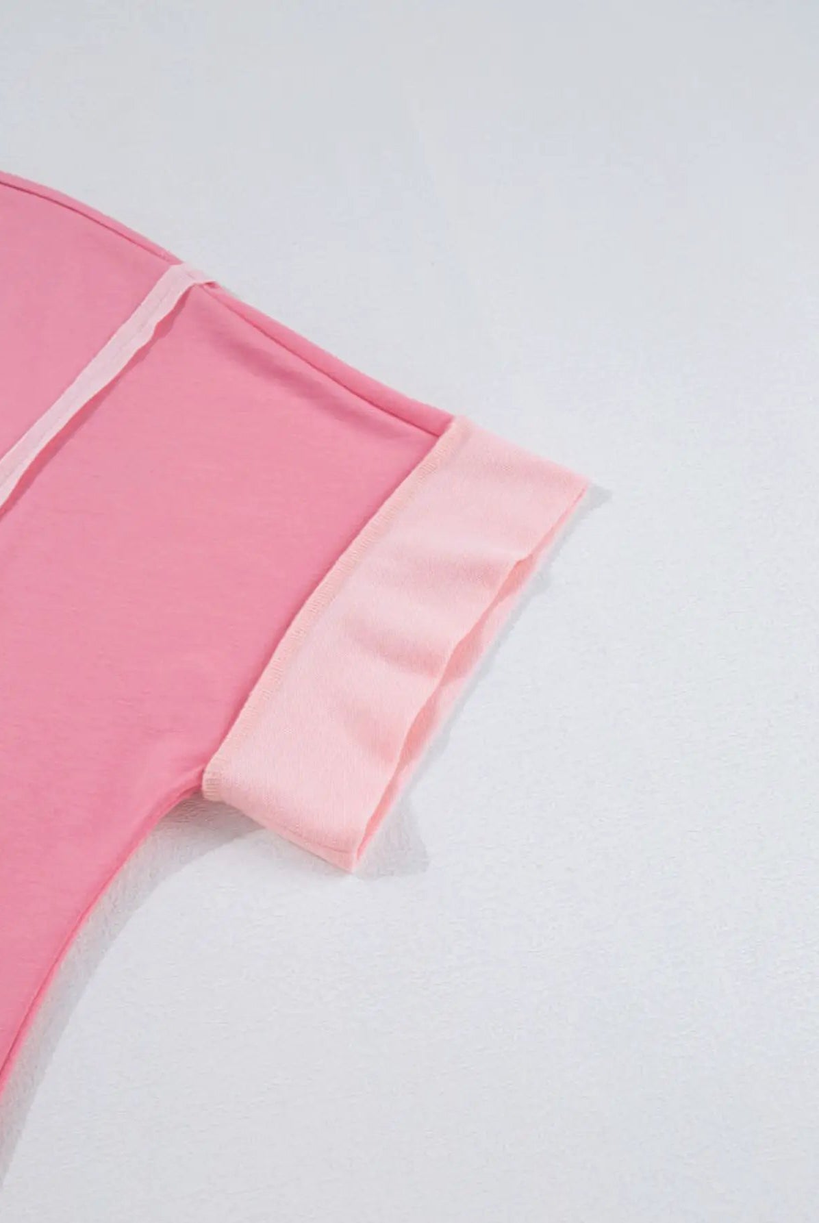 Grateful Threads Boutique Peach Blossom Half Sleeve Raw Seam High Low Side Split Top - Clothing Tops Peach Blossom Half Sleeve Raw Seam High Low Side Split