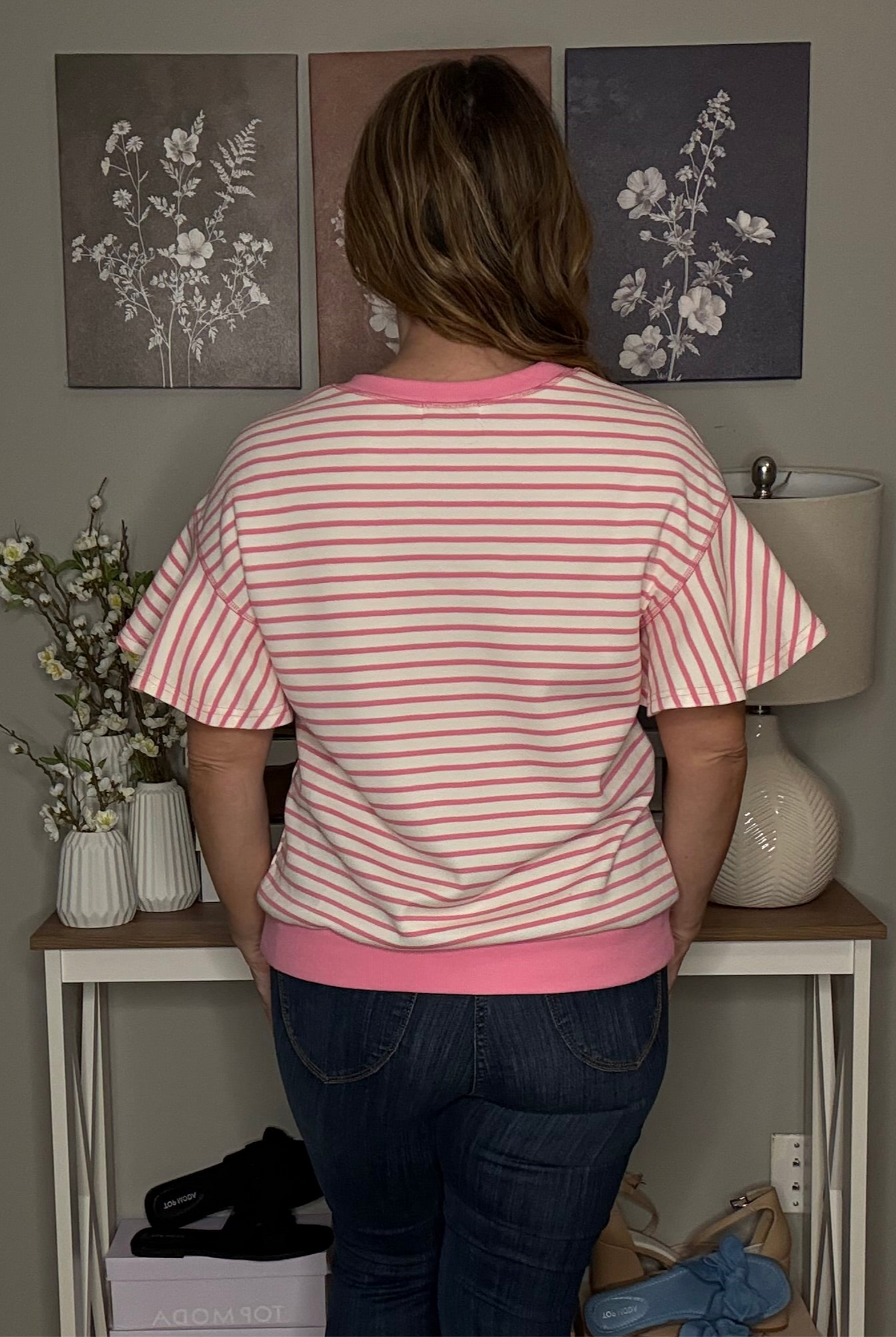 Grateful Threads Boutique “Stars, Stripes & Sass” Sequin Bow Ruffle Tee - Blouses