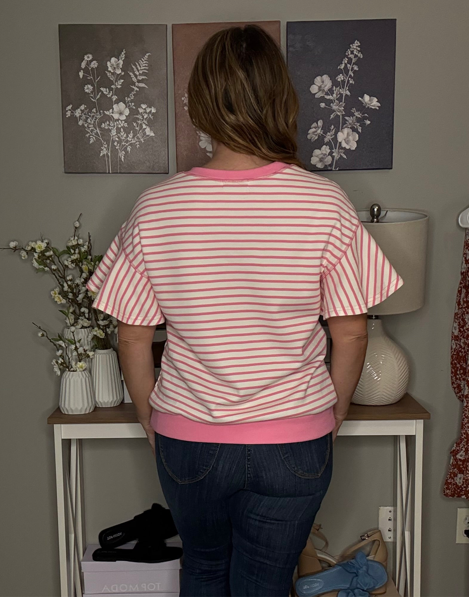 Grateful Threads Boutique “Stars, Stripes & Sass” Sequin Bow Ruffle Tee - Blouses