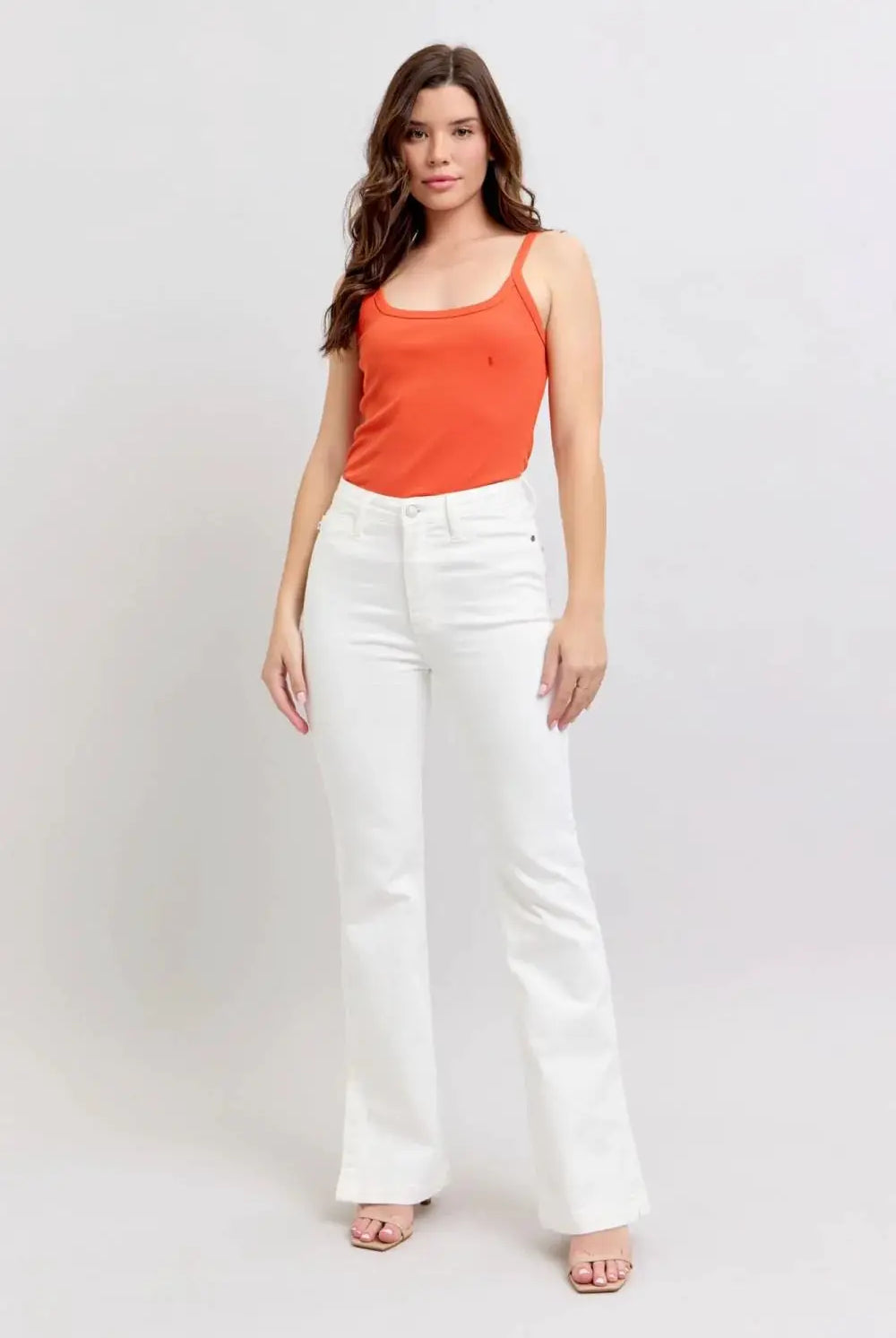 Judy Blue Judy Blue High Waist Slit Bottom Boot Cut REG & CURVY Jeans - Jeans Judy Blue White Denim