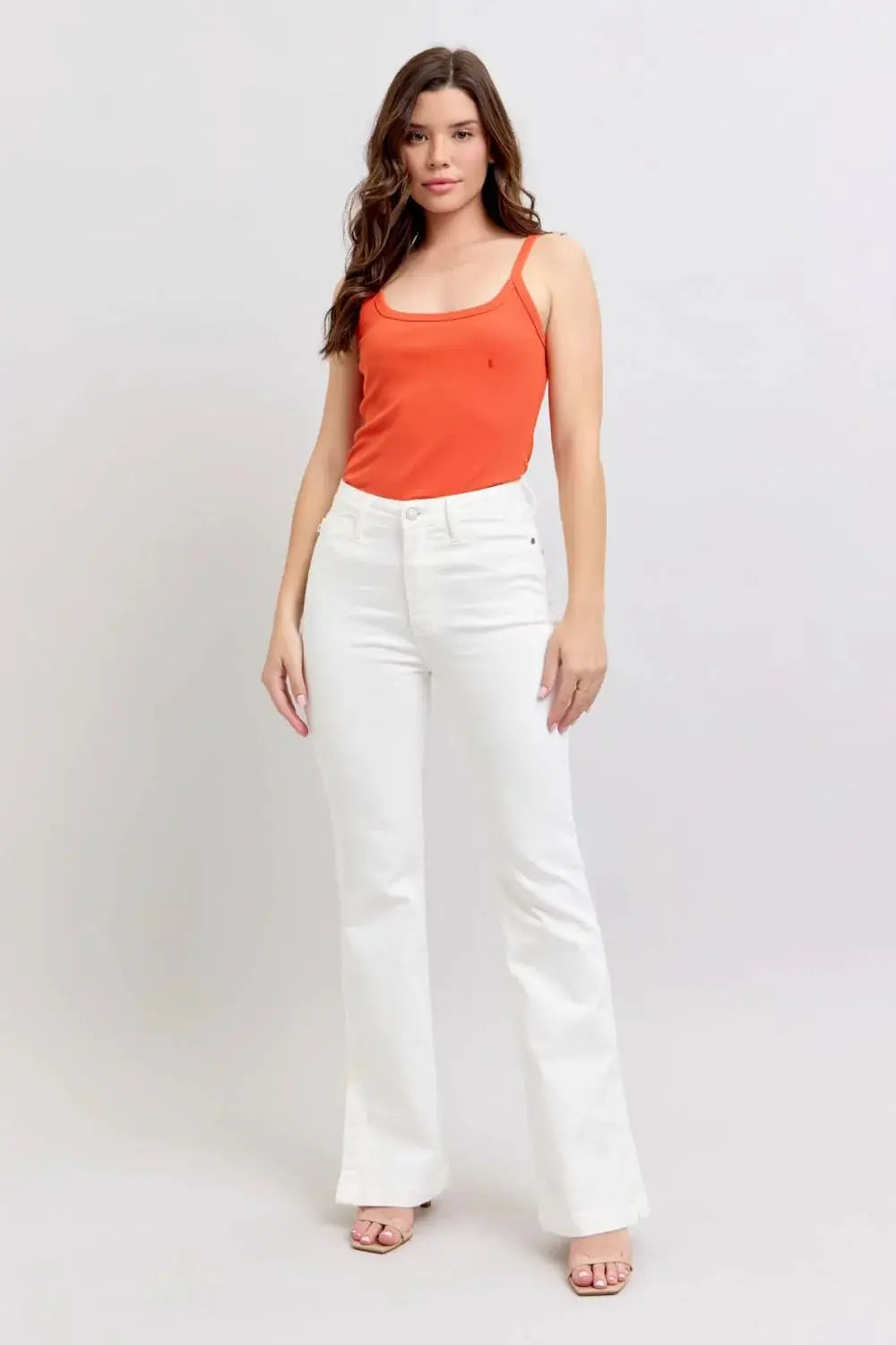 Judy Blue Judy Blue High Waist Slit Bottom Boot Cut REG & CURVY Jeans - Jeans Judy Blue White Denim