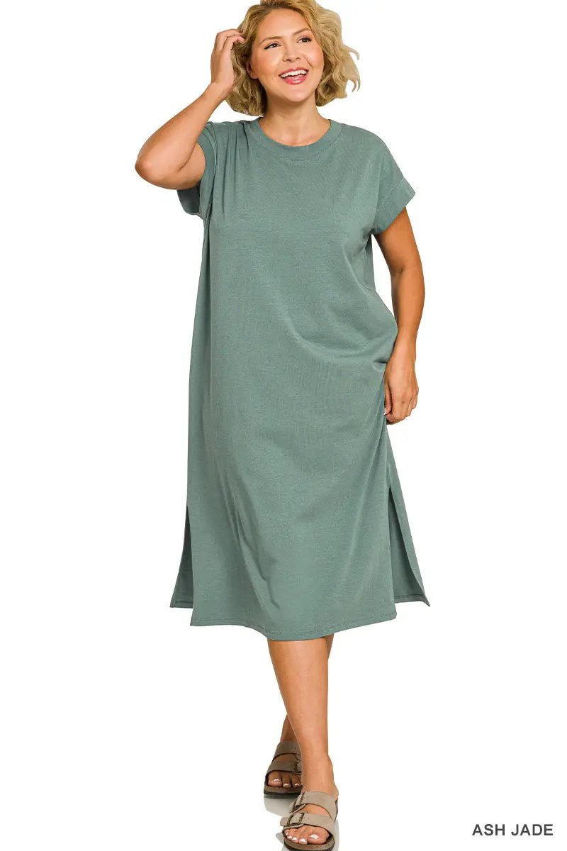 Zenana The Zenana Everyday Effortless Plus Size Midi Dress - Dresses