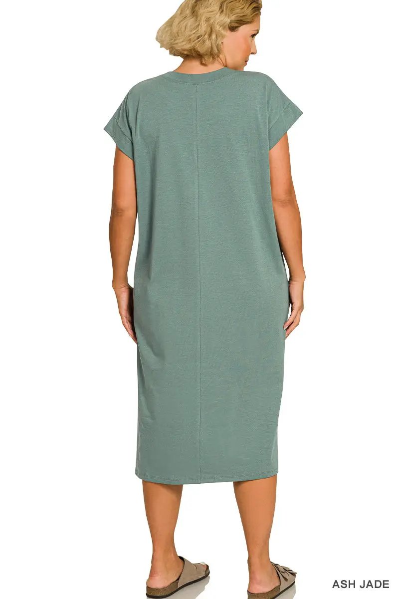Zenana The Zenana Everyday Effortless Plus Size Midi Dress - Dresses